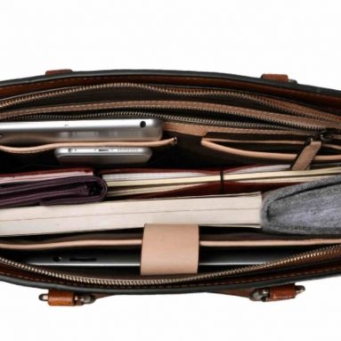 Unisex Handmade Dip Dye Leather Classic Briefcase Laptop