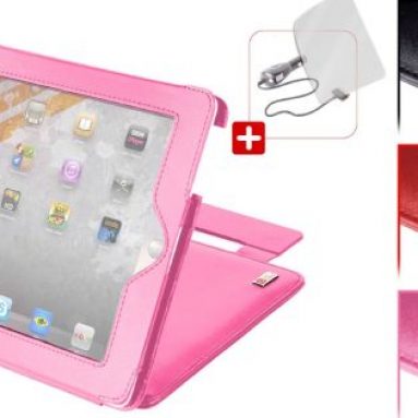 Pink Leather Stand / Case For Apple iPad 2