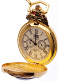 Dragon Gold Tone Case Red Garnet Inset Pocket Watch