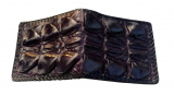 Crocodile Hornback Stitch Edge Bifold Wallet Violet