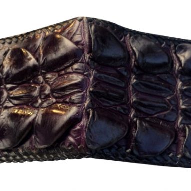 Crocodile Hornback Stitch Edge Bifold Wallet Violet