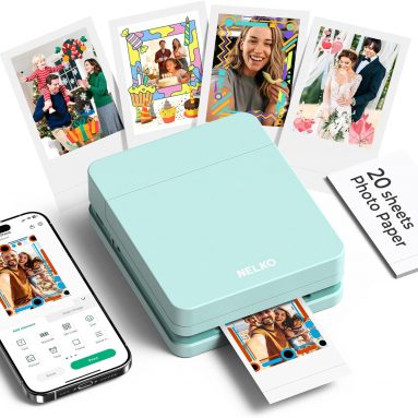 Nelko Photo Printer, PP01 Color Mini Portable Printer, Instant Smartphone Inkjet Printer, Sticky-Back Photos, Rechargeable Portable Picture Printer for iOS…