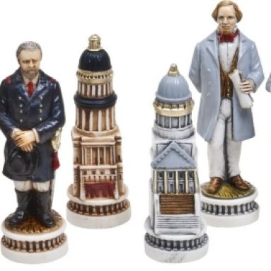 American Civil War Luxury Chessmen & Mancini Chess Board