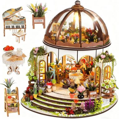 Hanging Garden Miniature House Kit with LED Light