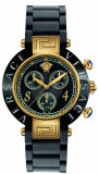 Versace Women’s Gold Ion-Plating Chronograph Black Rubber Watch