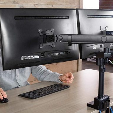 VIVO Premium Aluminum Full Motion Dual Monitor Desk Mount Stand with Lift Engine Arm