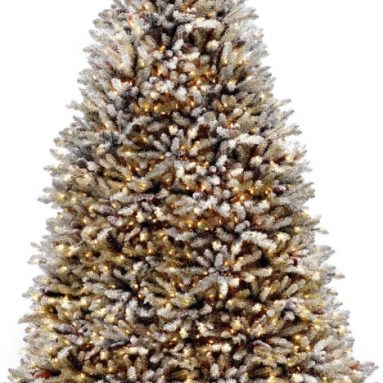 9-Feet Snowy Dunhill Fir Tree with Cones and 900 Clear Lights