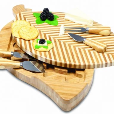 Picnic Time Leaf Cutting Board and Tools Set