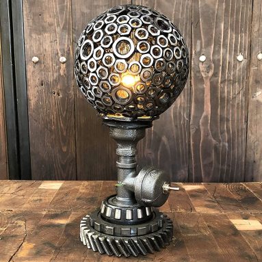 Industrial Steampunk Sphere USA Lamp
