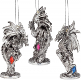 3 Dragons of The Amesbury Holiday Gemstone Ornament Set