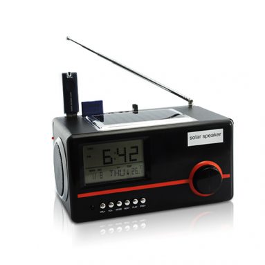 Solar Mini Speaker Charger + MP3 Player + Alarm Clock