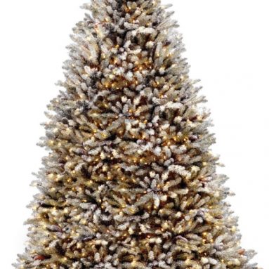 9-Feet Snowy Dunhill Fir Tree with Cones and 900 Clear Lights