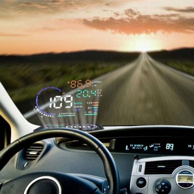 A8 Multi-function Head Up Display, 5.5 Inches Safety OBD Plug Play HUD with Vehicle Engine Speed alarm