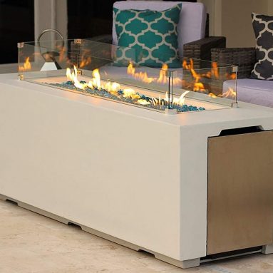 AKOYA Outdoor Essentials 70″ Linear Rectangular Modern Concrete Fire Pit