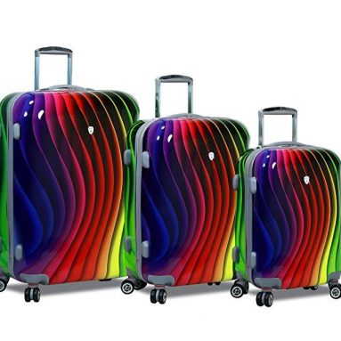 Abstract Spectrum Stamp Polycarbonate Hardside Spinners with Lock Luggage Set