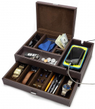 Admiral Big Dresser Valet Box & Mens Jewelry Box Organizer with Large Smartphone Charging Station