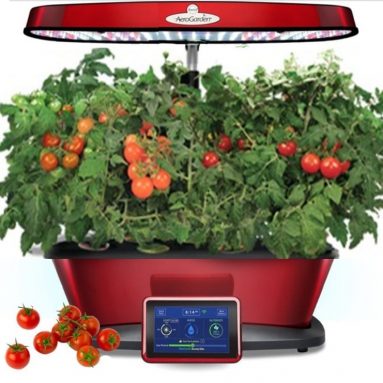 Aerogarden Bounty Elite Wi-Fi Red Stainless Indoor Garden with Cherry Tomato Kit