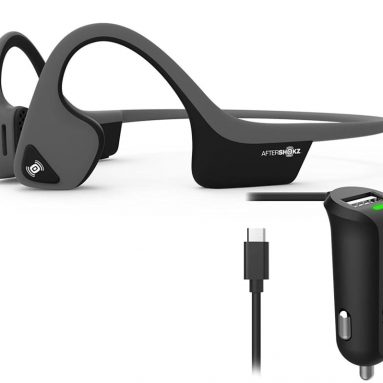 AfterShokz Trekz Air Wireless Bluetooth Conduction Headphones Bundle with Micro USB Car Charger