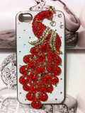 63% Discount: Luxury Crystal Case Red Peacock for Apple 4 4s