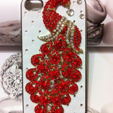 63% Discount: Luxury Crystal Case Red Peacock for Apple 4 4s
