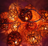 20 Mixed Colours Rattan Ball String Lights