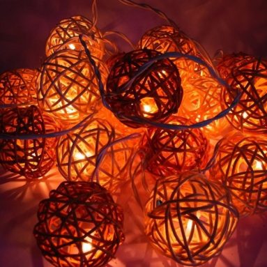 20 Mixed Colours Rattan Ball String Lights