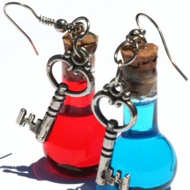 Health and Mana Video Game Inspired Earrings with Key Charms