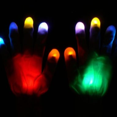 Skittles Custom Rave LED Glove Set