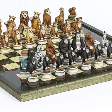 Animal Kingdom Chess Set & Sofisticato Chess Board