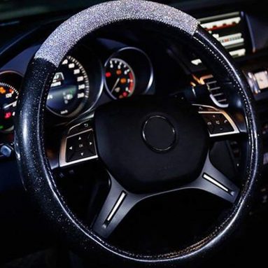 Anti-slip Car Steering Wheel Cover with Bling Rhinestones