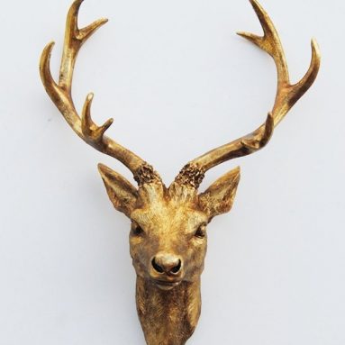 Antique Gold Resin Deer Sculpture Head