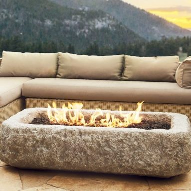 Antique Stone Rectangle Table Top Fire Pit