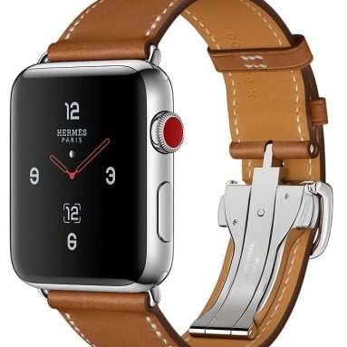 Apple Watch Series 3  Hermès – GPS+Cellular – Stainless Steel Case with Fauve Barenia Leather Single Tour Deployment Buckle