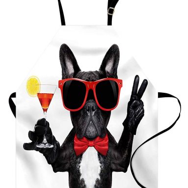 French Bulldog Holding Martini Cocktail Apron