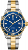 Aquaracer Blue Dial Yellow Gold Plated and Stainless Steel Mens Watch