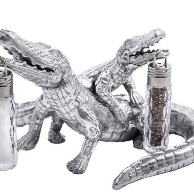 Arthur Court Designs Aluminum Alligator Salt and Pepper Set