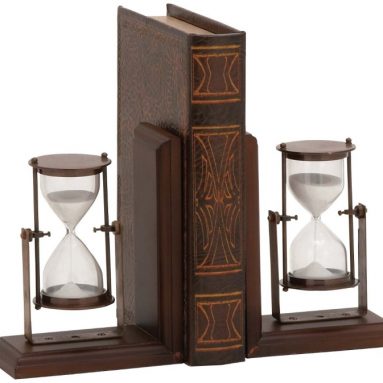 Attractive Styled Wood Metal Bookend Pair