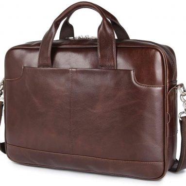 Augus Leather 16″ Laptop Briefcase for Men