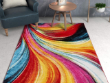 Aurora Multi Color Geometric Brush Stroke Area Rug