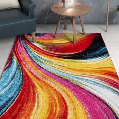 Aurora Multi Color Geometric Brush Stroke Area Rug