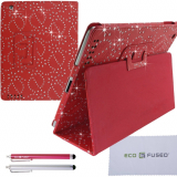 BLING iPad 4 3 2 Red Vegan Leather Case