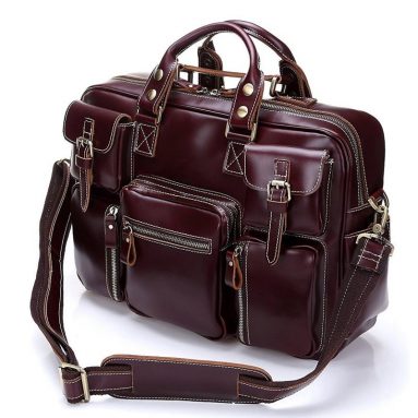 Baigio Men’s Leather Handbag Large Travel Bag Shoulder Bag Briefcase