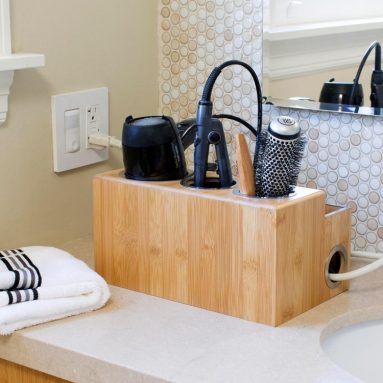 Bamboo Countertop Hair Styling Center