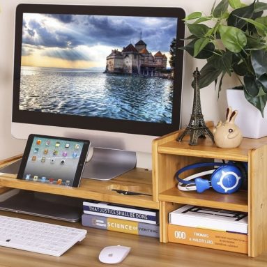 Bamboo Monitor Stand Riser Laptop Cellphone TV Printer Stand