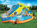 Banzai Pipeline Twist Kids Inflatable Outdoor Water Park Pool Slides & Cannons