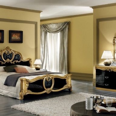 Barocco Black and Gold Veneer Bedroom Set Queen Size