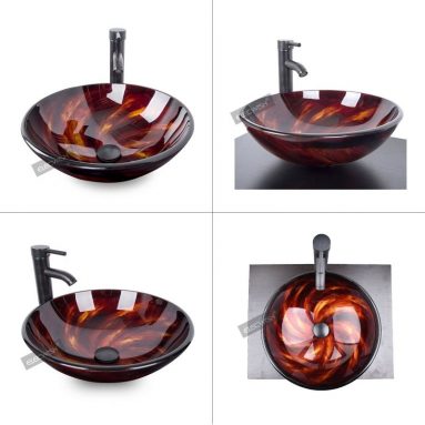 Bathroom Round Artistic Glass Vessel Sink