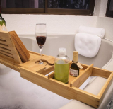 Bathtub Caddy and Bed Tray with Luxury Bath Pillow