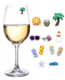 Beach and Sea Magnetic Wine Glass Charms and Markers