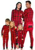 Bear Cheeks Lazy One Adult Red Black Plaid Flapjack Family Matching Pajamas